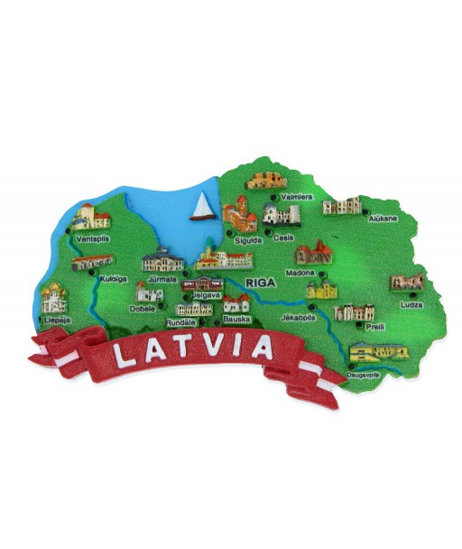 Ledusskapja magnēts Latvijas karte ar pilsētām